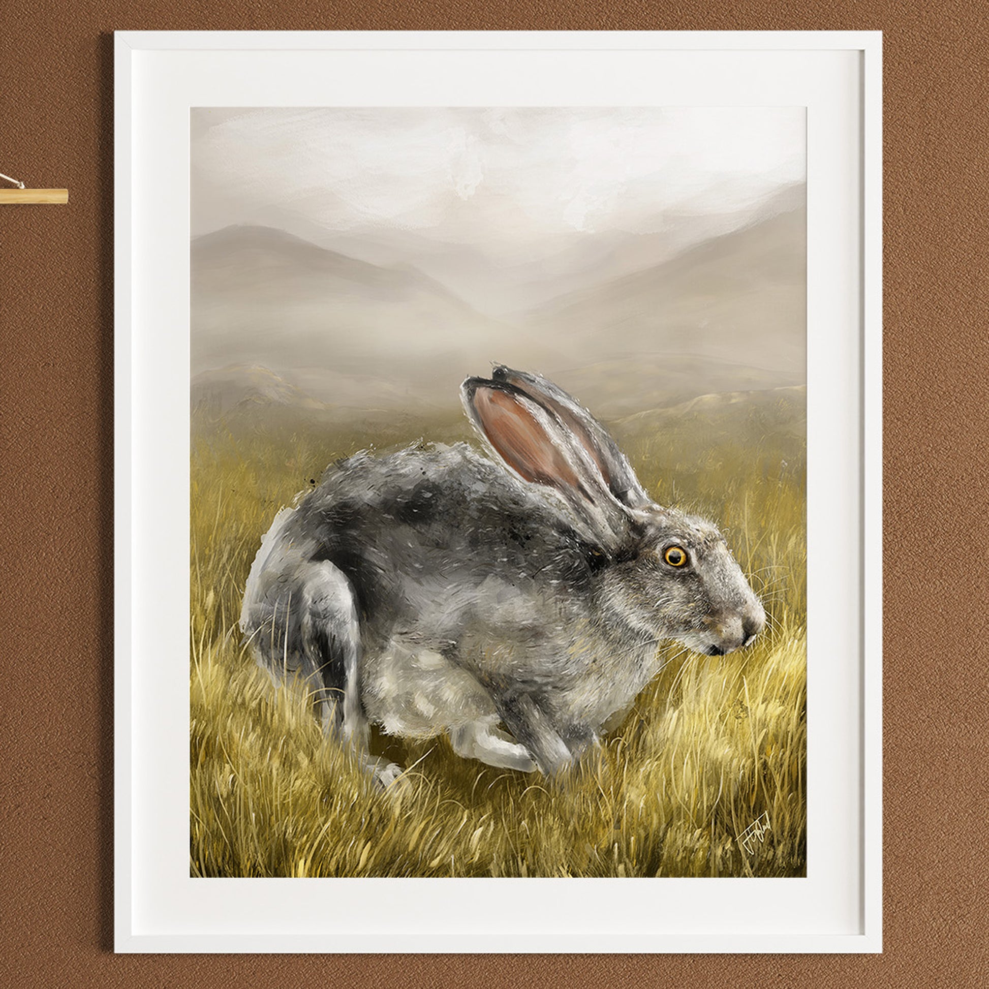 Hare Art Print from Bear & Bristle. Art print, wall art, wildlife art, hare art.