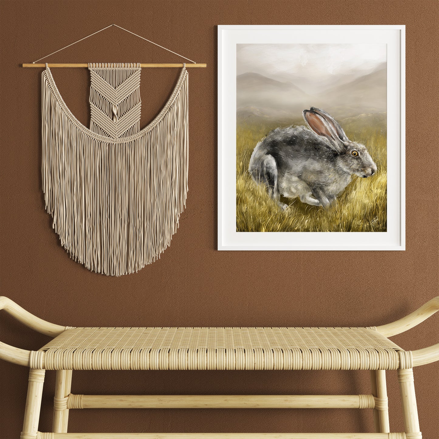 Hare Art Print from Bear & Bristle. Art print, wall art, wildlife art, hare art.