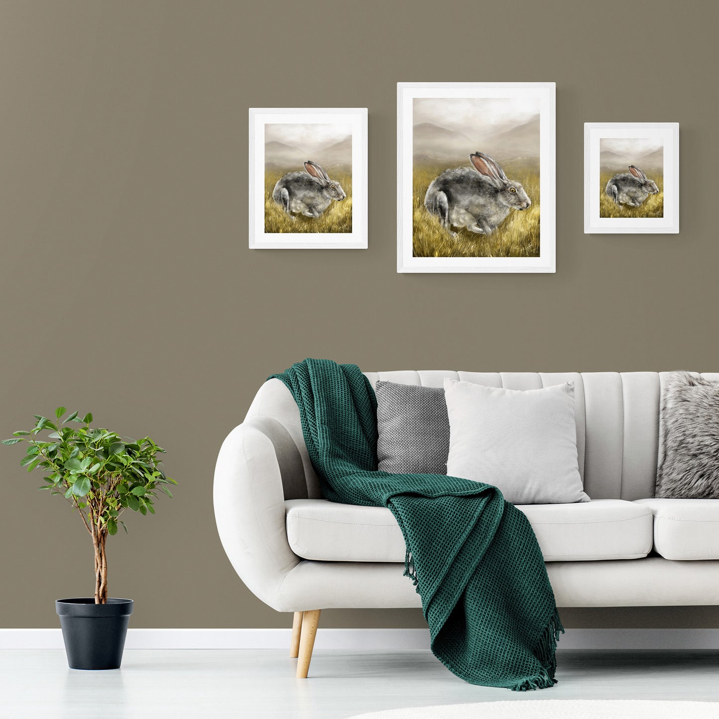 Hare Art Print from Bear & Bristle. Art print, wall art, wildlife art, hare art.