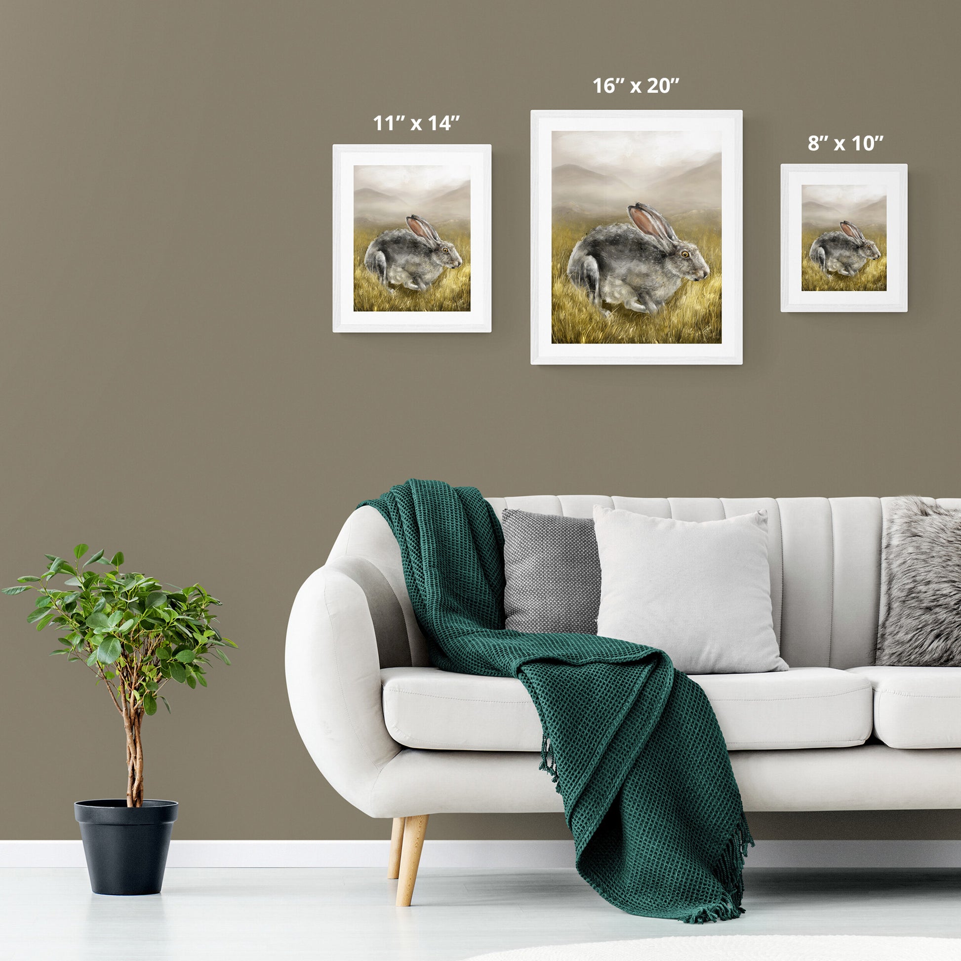 Hare Art Print from Bear & Bristle. Art print, wall art, wildlife art, hare art.