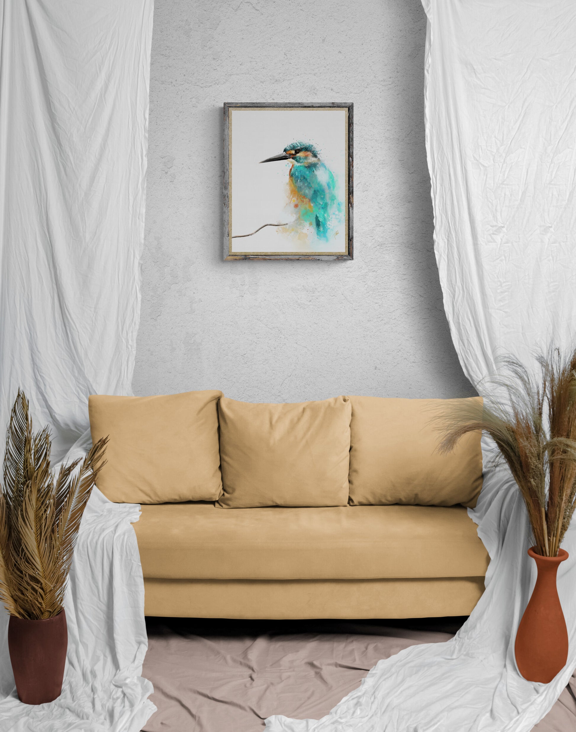 Kingfisher Art Print from Bear & Bristle. Wall art, art print, wildlife art, kingfisher art.