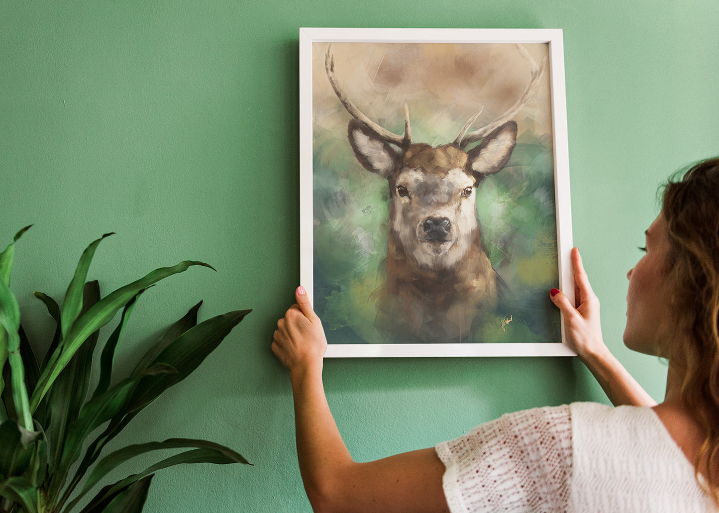 Stag Art Print from Bear & Bristle. Wall art, art print, wildlife art, stag art.
