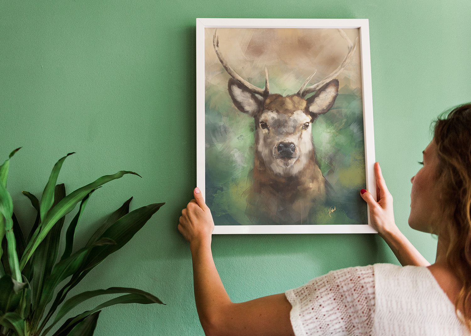 Stag Art Print from Bear & Bristle. Wall art, art print, wildlife art, stag art.