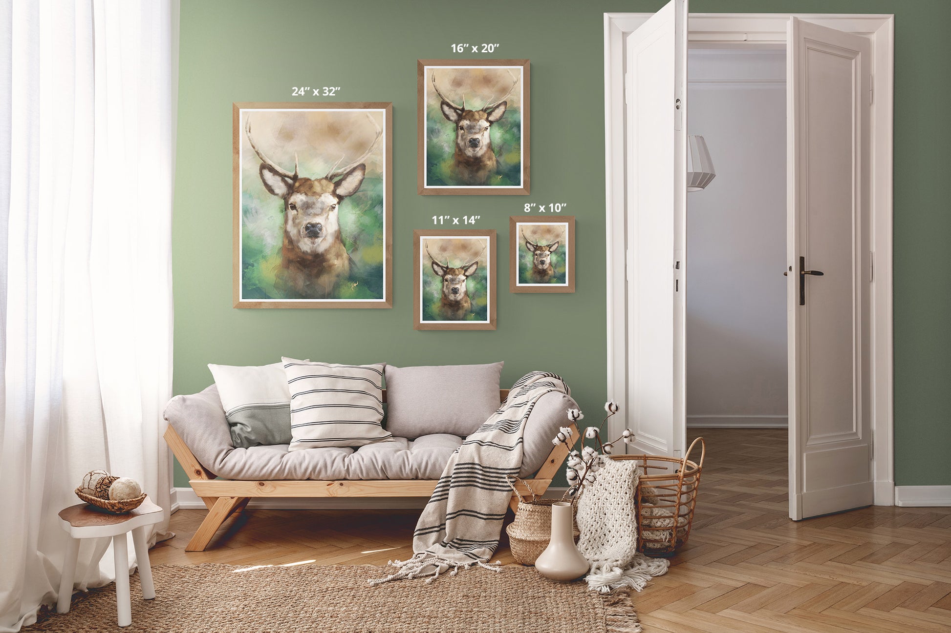 Stag Art Print from Bear & Bristle. Wall art, art print, wildlife art, stag art.