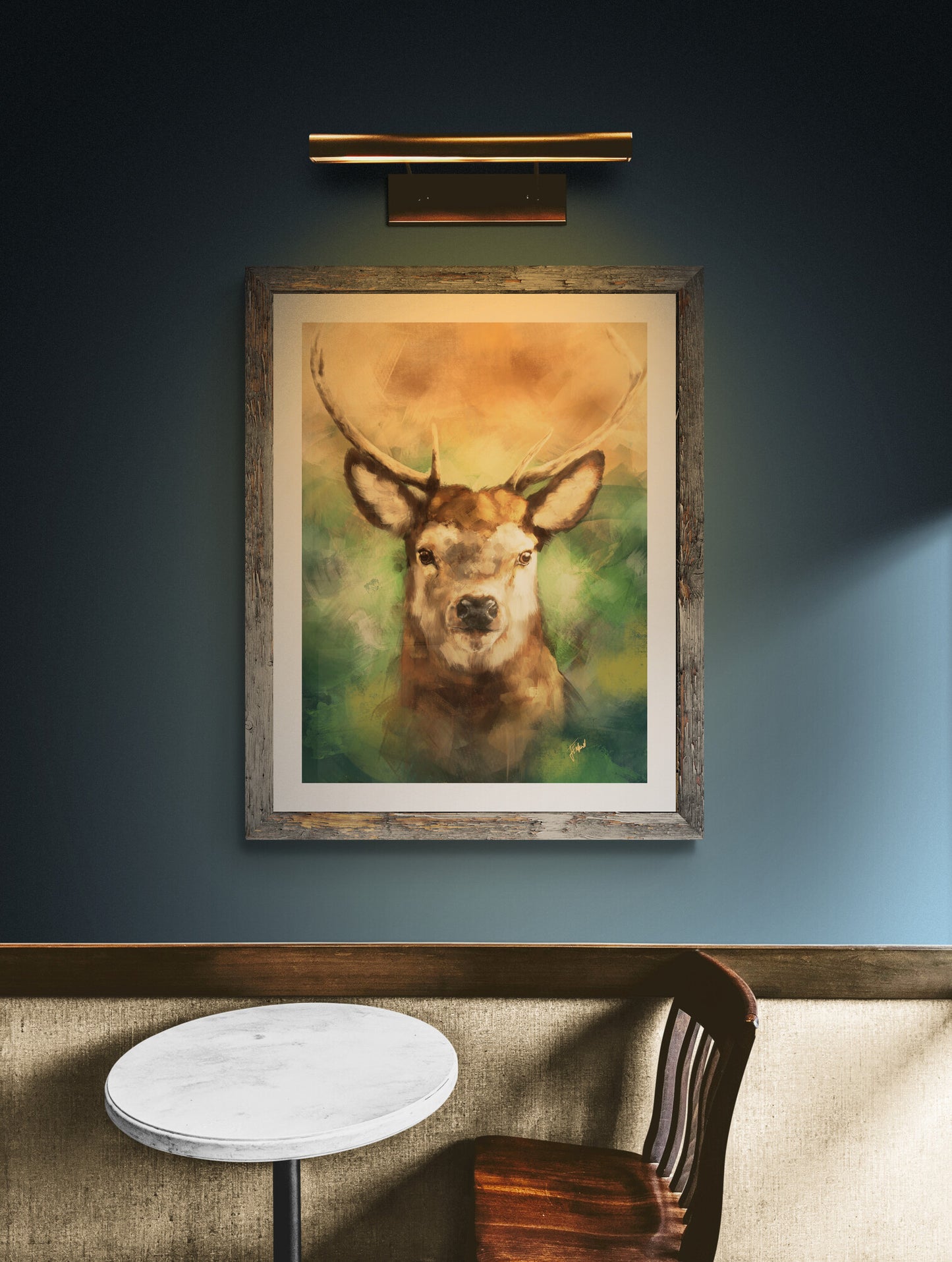 Stag Art Print from Bear & Bristle. Wall art, art print, wildlife art, stag art.